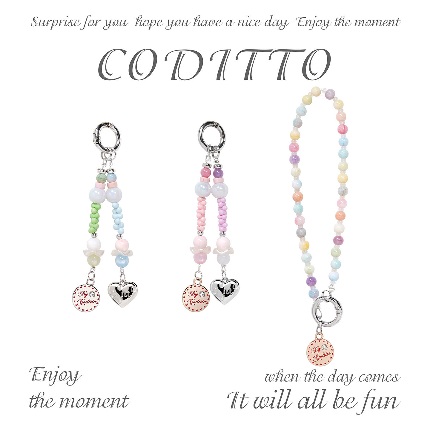 coditto原创自制夏日手机链承重挂链手提串珠挂饰手腕挂绳防丢