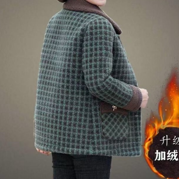 2025妈妈冬季新款加绒中长款洋气中老年时尚棉服外套5306