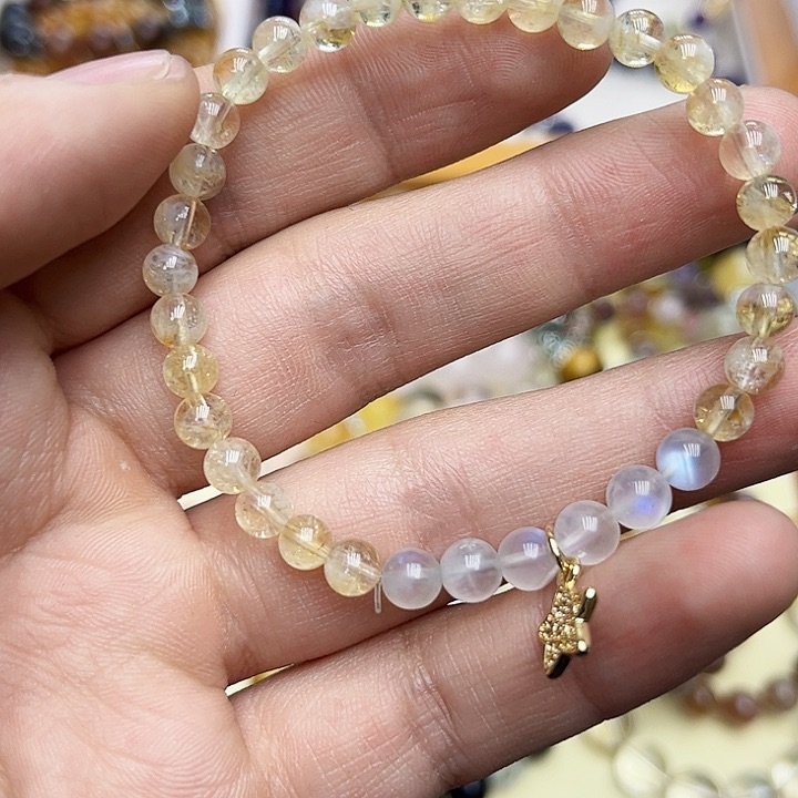 水晶手链银S925镶嵌黄塔晶