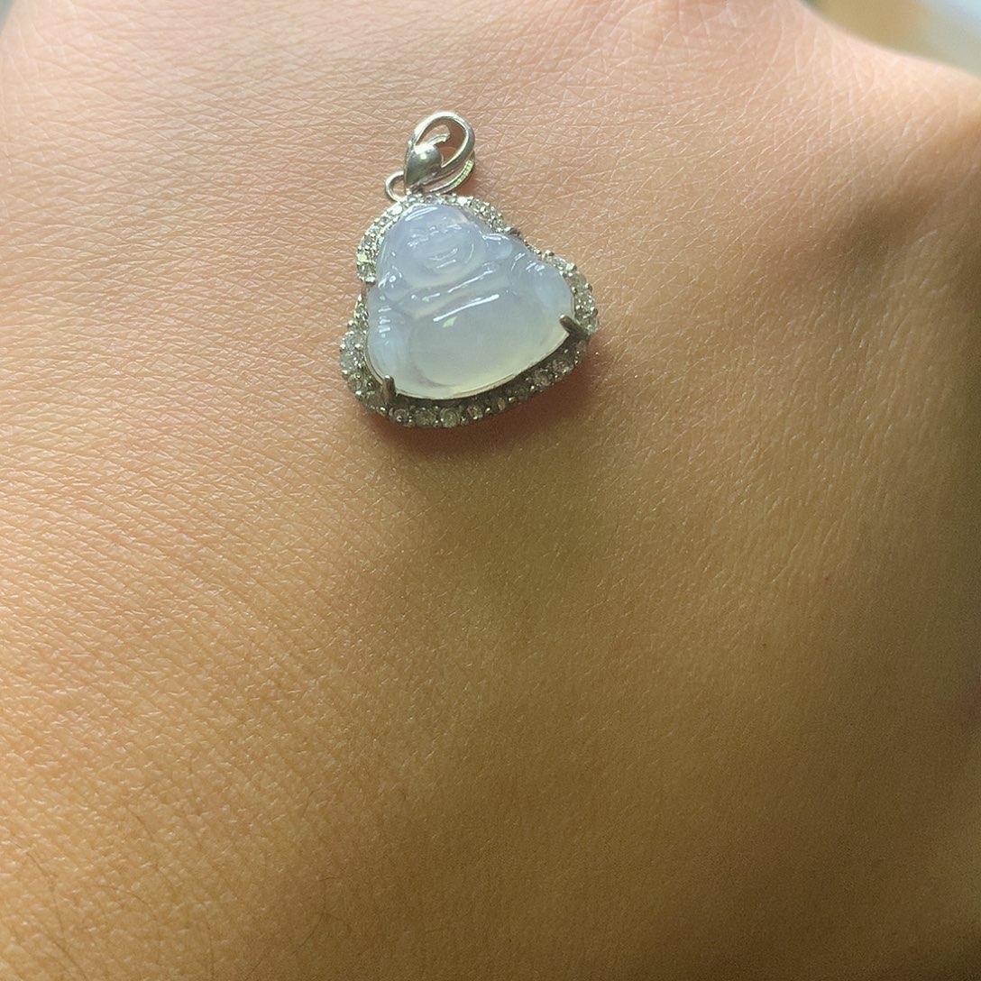 翡翠银S925镶嵌颈饰佛公