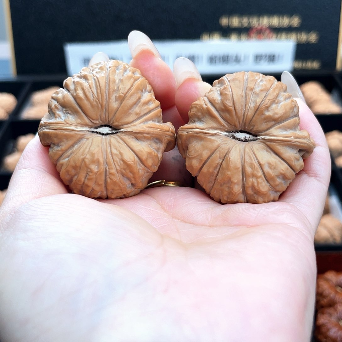 把件文玩核桃42南瓜全品边肚同尺一字凹底近正42S7