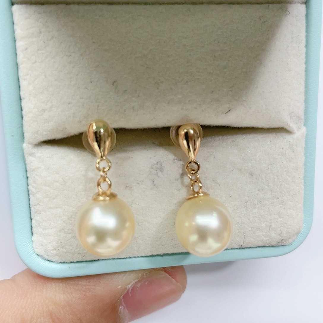 海水珍珠耳饰银S925镶嵌