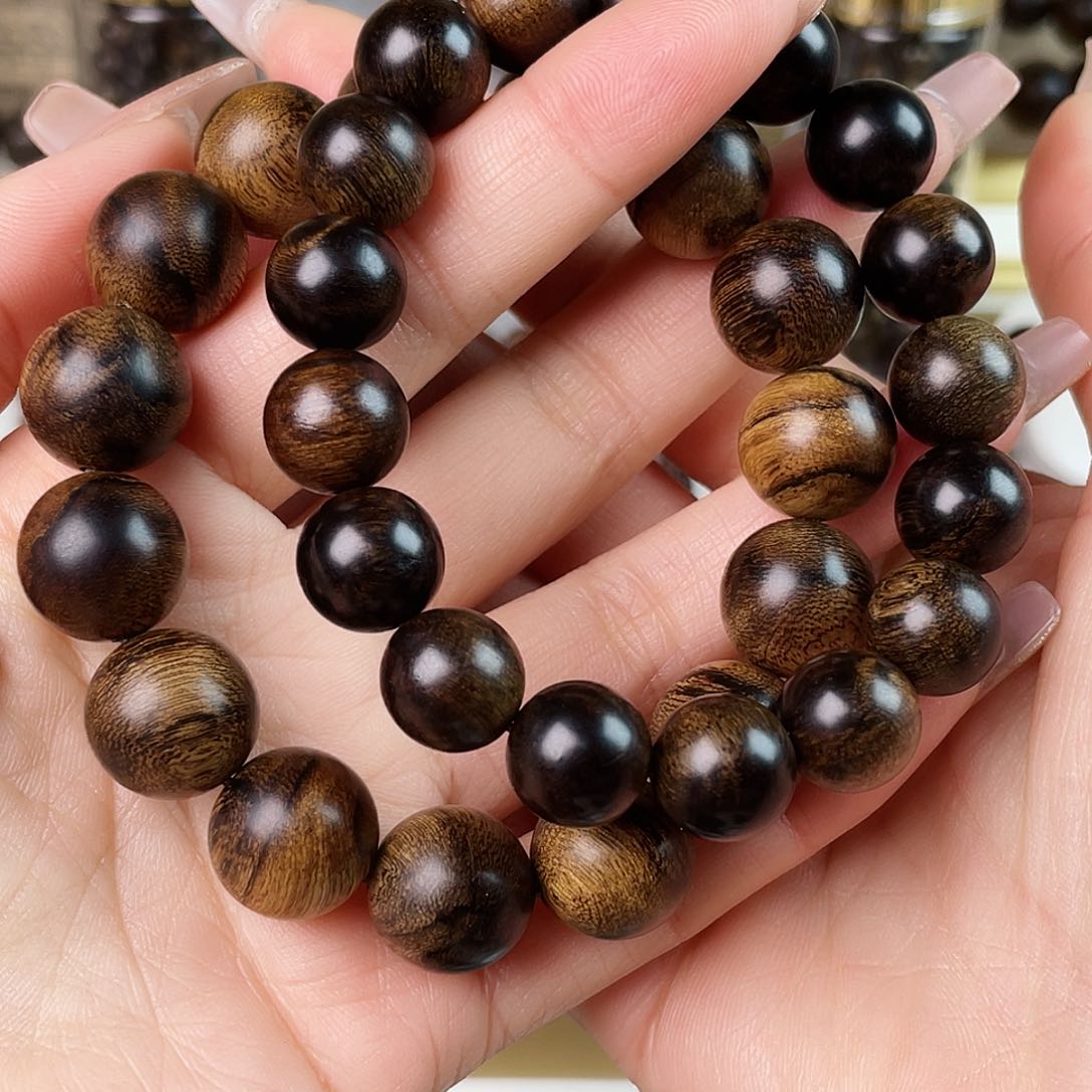 沉香手串乘*丶黄棋虎斑瘤疤1.4+帝王紫棋瘤疤1.2