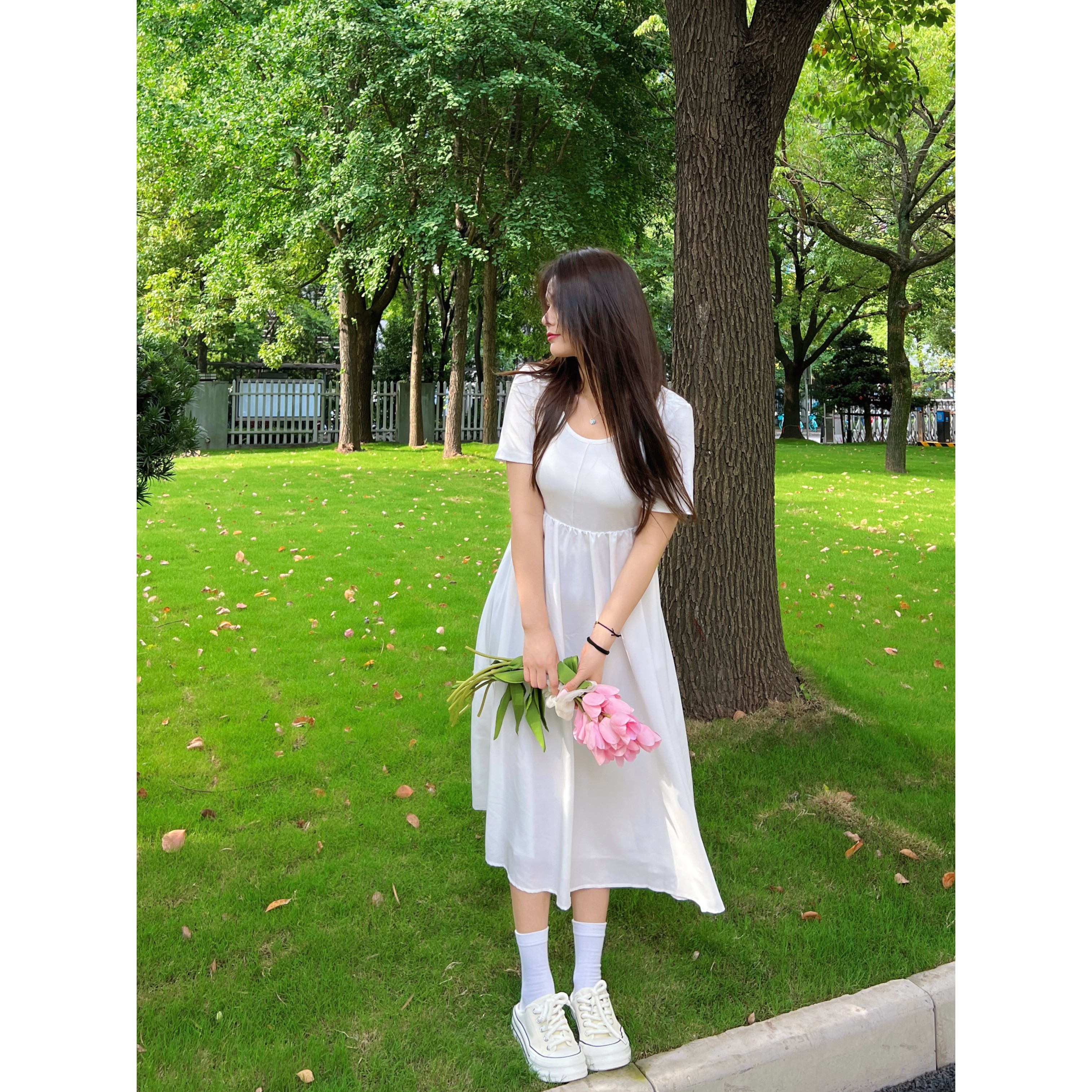 QC【月光裙】微胖大码女装气质短袖背心长款连衣裙ZY305Q92