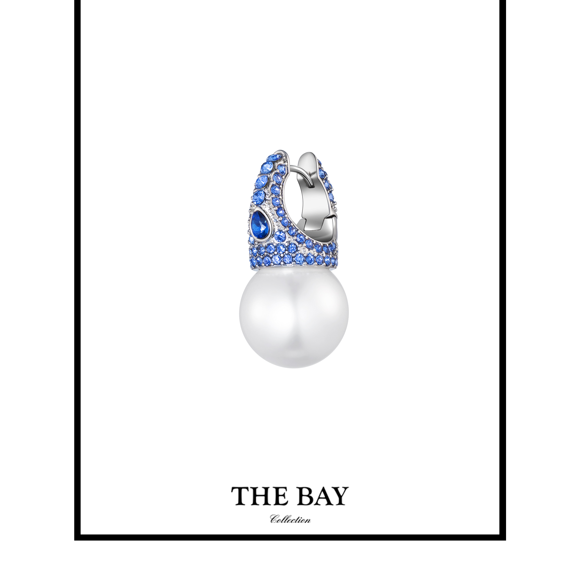 925银仿水晶耳饰 TheBay【夏威夷午后】法式皇冠珍珠耳钉YCTB00173