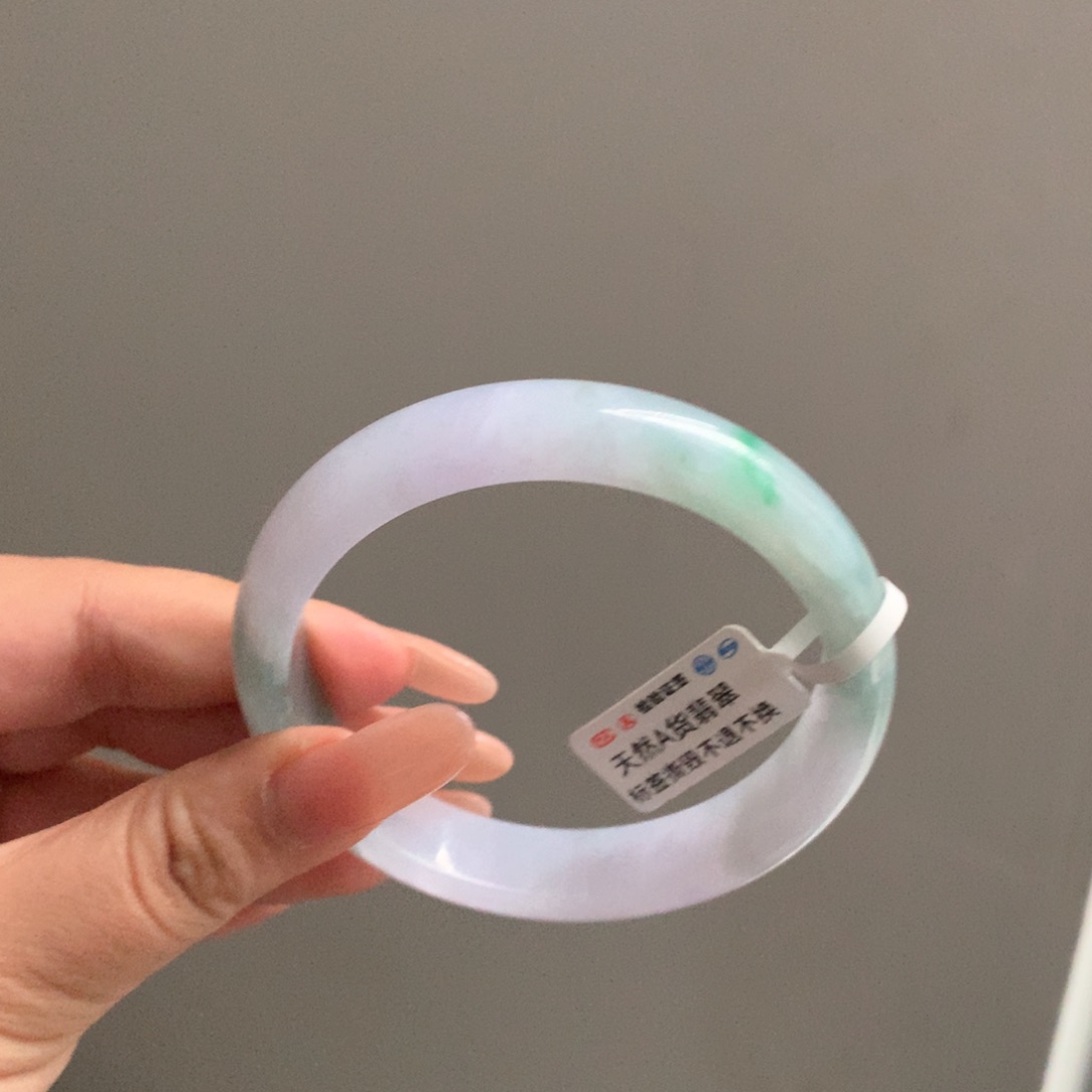翡翠手镯未镶嵌27 63飘紫底正圈
