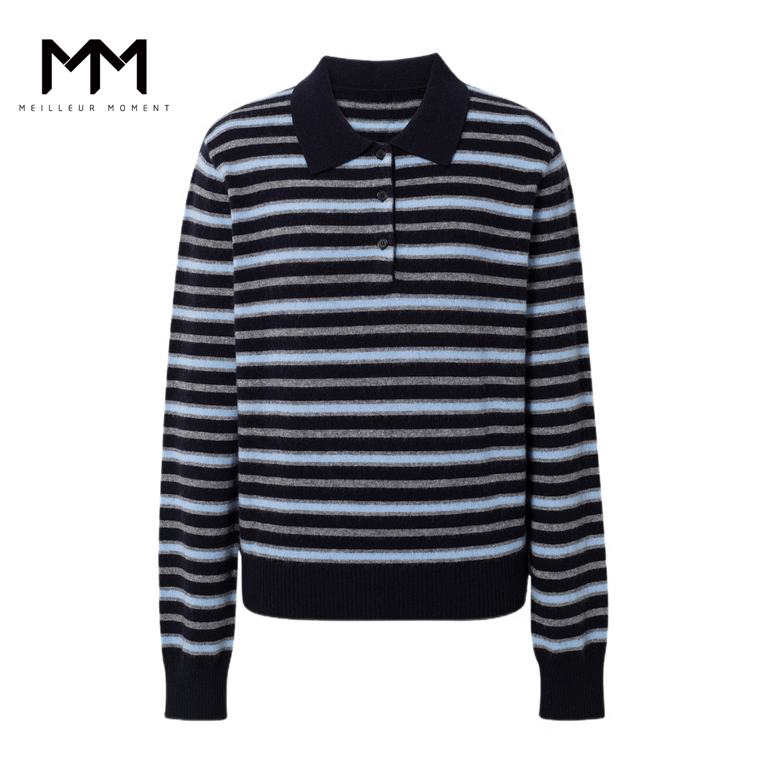 MM麦檬polo领撞色流行复古针织衫毛衣25冬新5H1930492