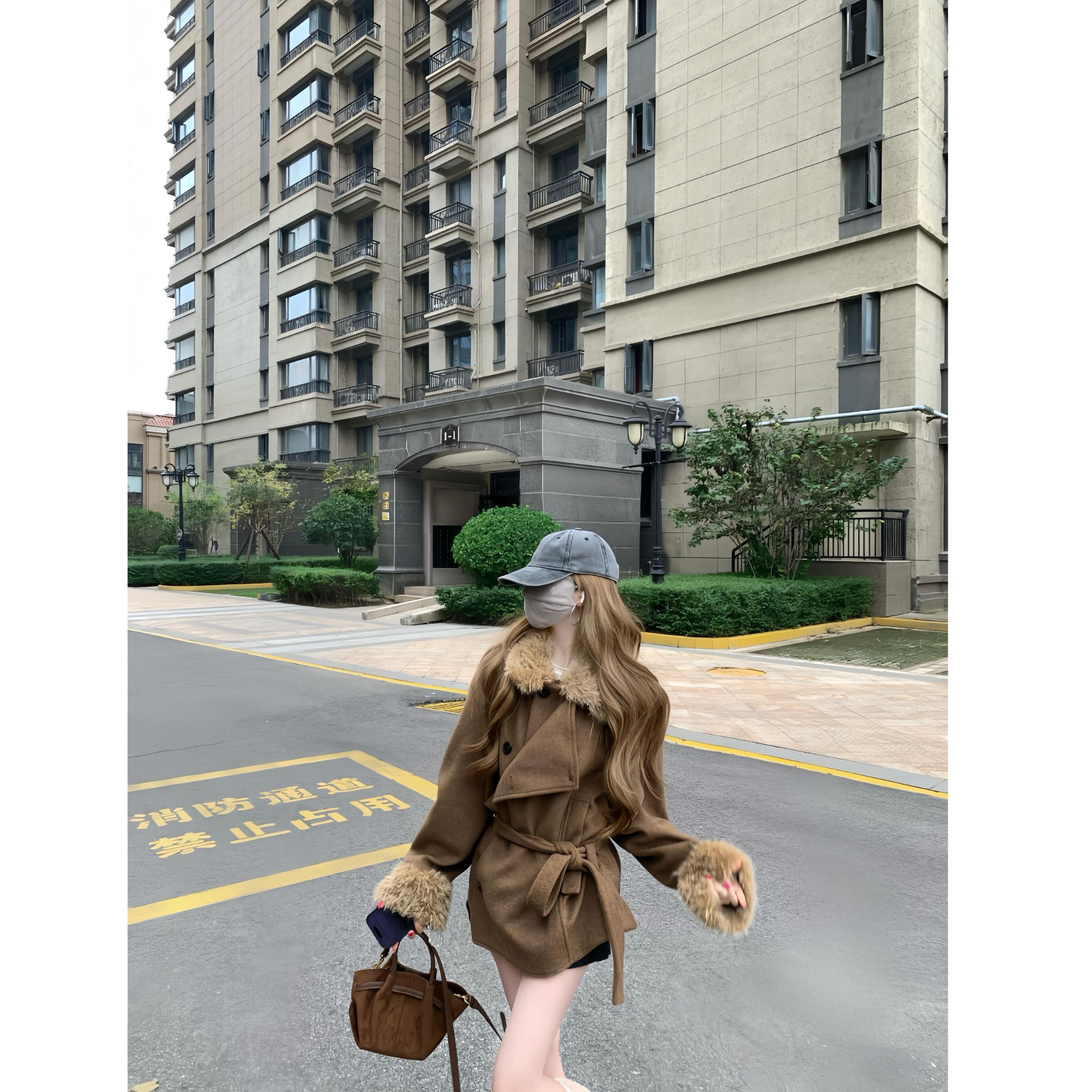 「羊毛+棉」毛领毛袖加厚大衣女2025秋冬新款外套赫本风高级感款