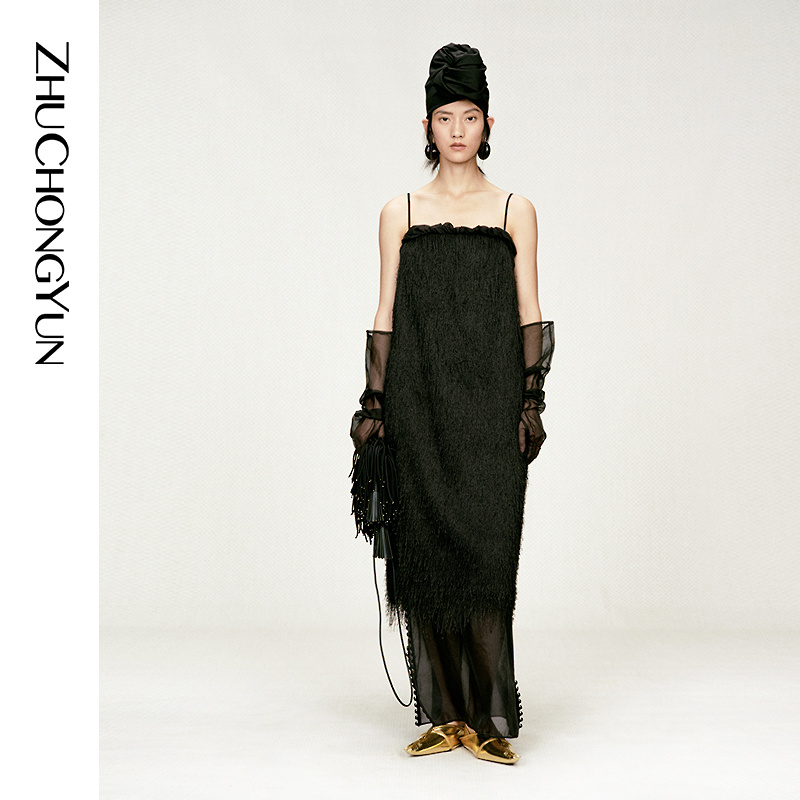 ZHUCHONGYUN2026春新款流苏洋装连衣裙C1GB11026