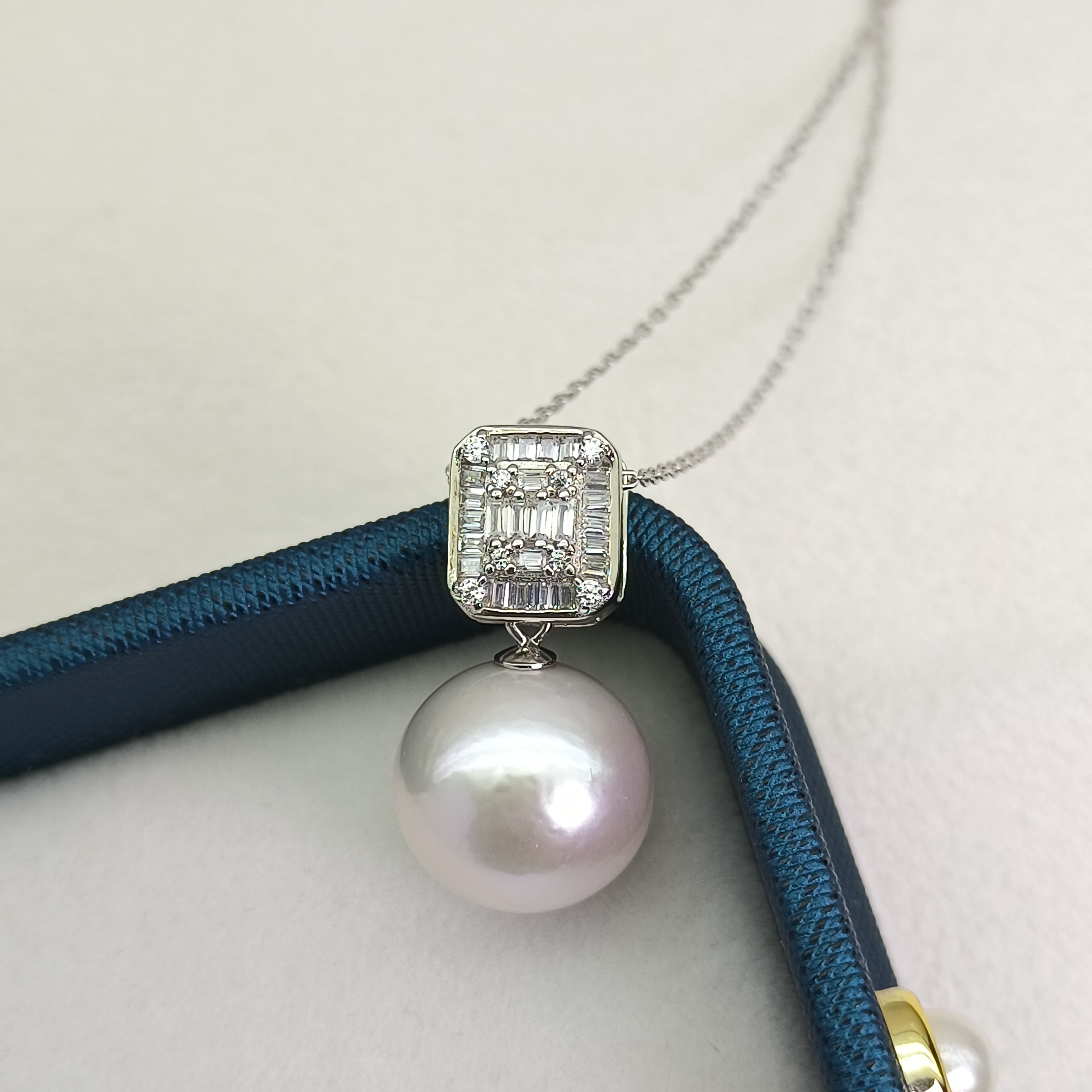 【瑞米珍珠】淡水爱迪生珍珠方块S925银项链12-13mm