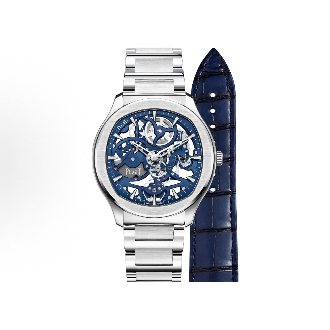 99新 Piaget/伯爵 99新全套钢链镂空男表POLO系列G0A45004