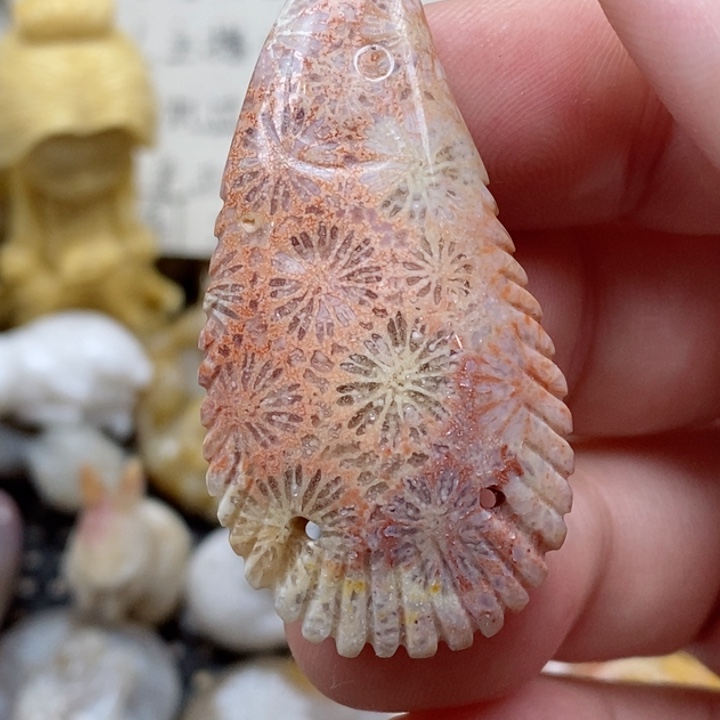 颈饰未镶嵌硅化珊瑚（珊瑚玉）