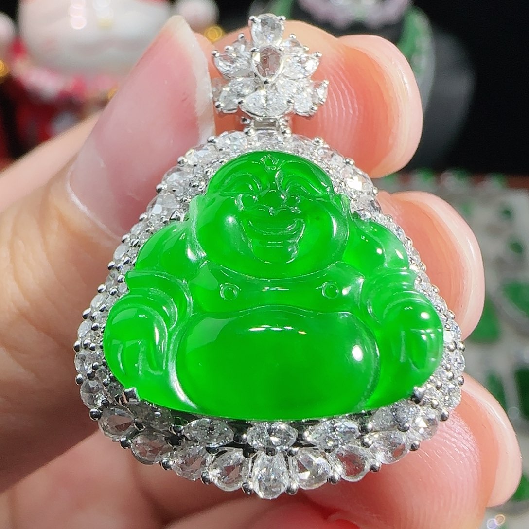 翡翠18K金镶嵌吊坠(不含链)