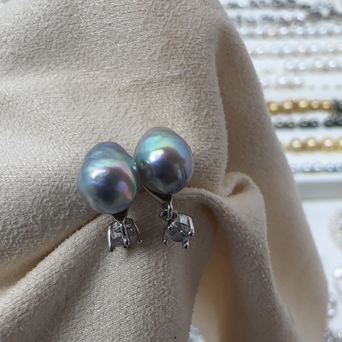 耳饰银S925镶嵌海水珍珠