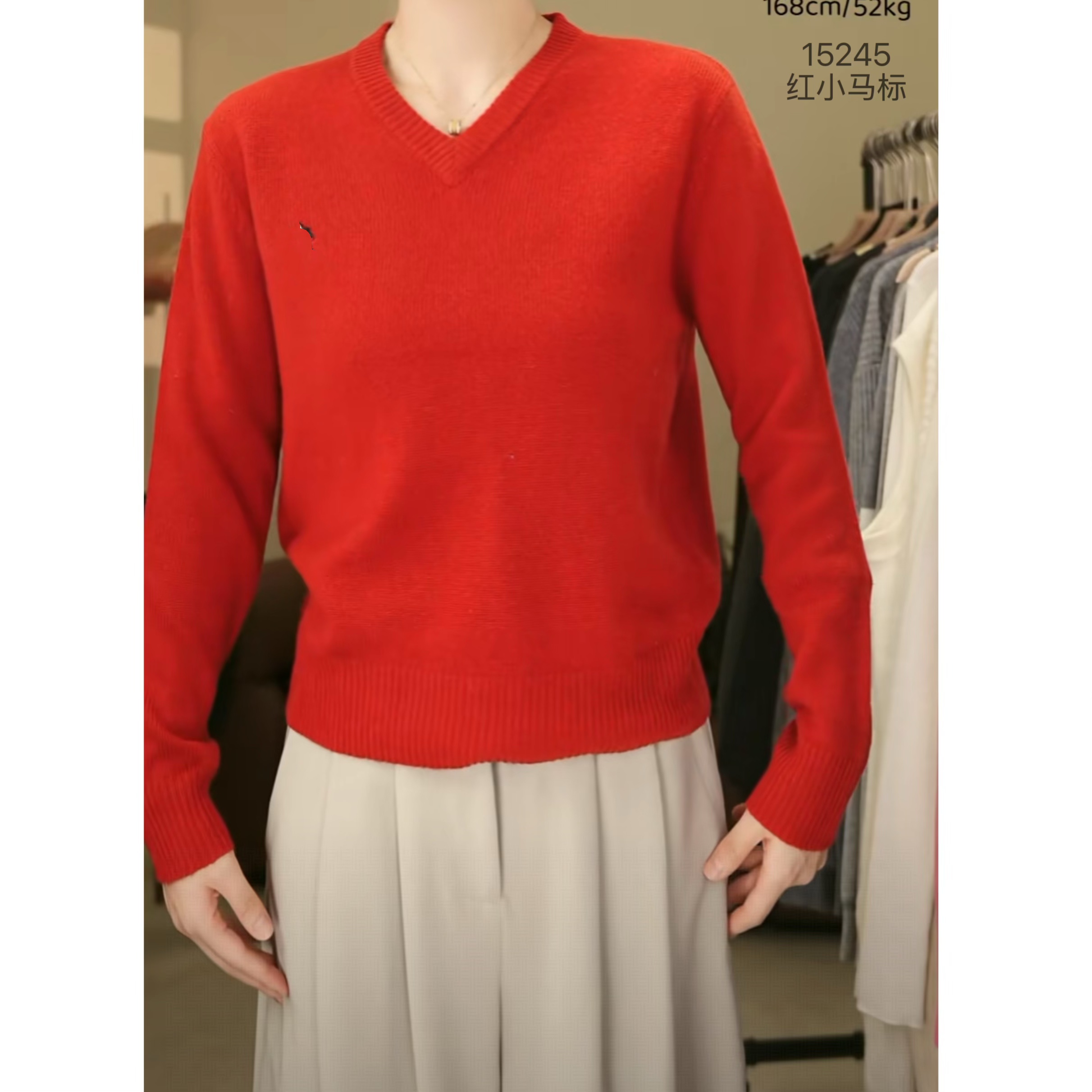 15245 （部分无水洗唛，介意慎拍）WANGDAN新款V领小马针织衫