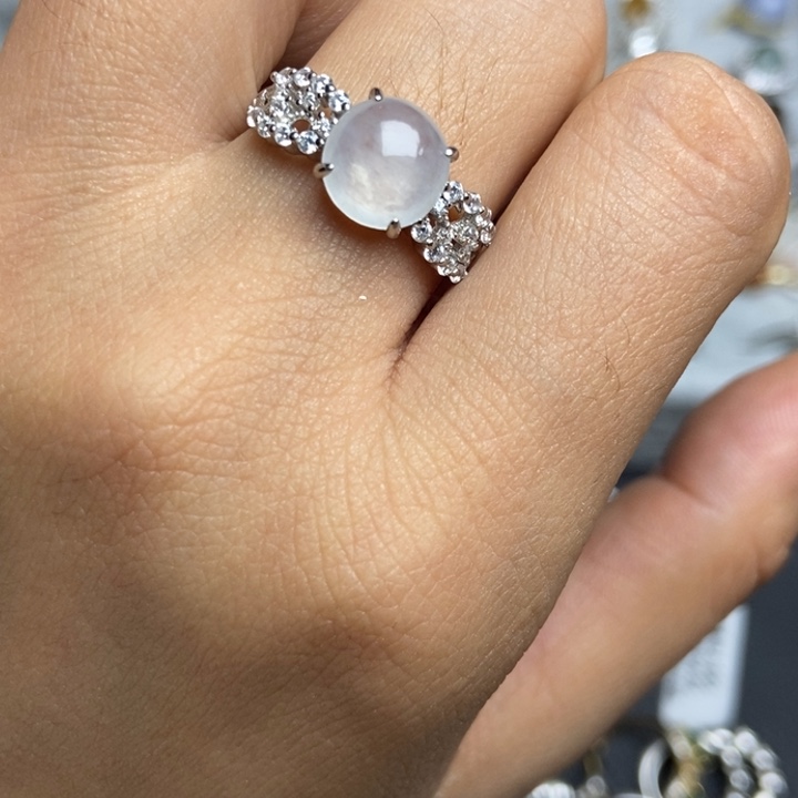 翡翠戒指银S925镶嵌戒指