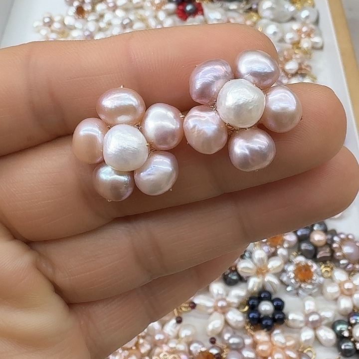 淡水珍珠耳饰银S925镶嵌