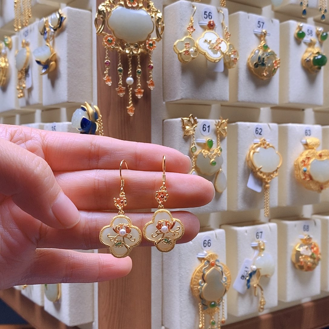 和田玉颈饰银S925镶嵌