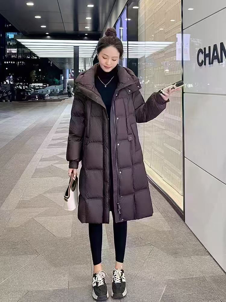 长款休闲连帽羽绒服