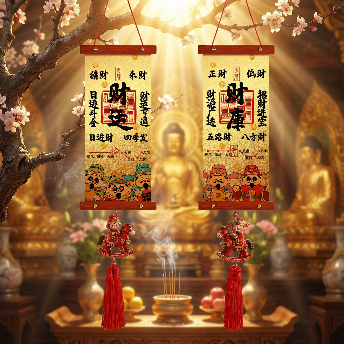 新年2026新款财库对联挂件客厅入户门背景墙场景装饰布置挂饰