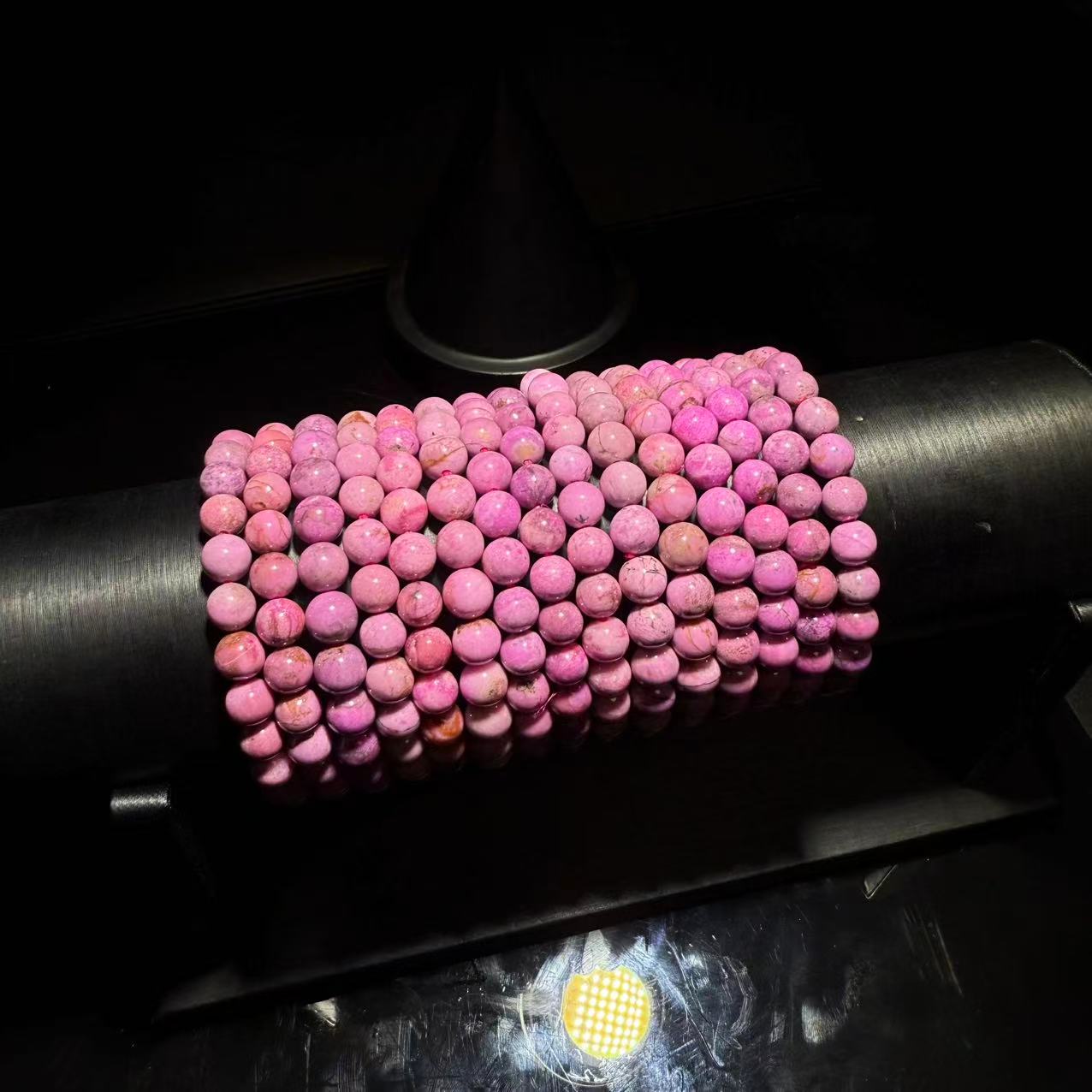 天然辰砂【皇后甄选】高品/南非樱花粉圆珠手串 多样性发其一