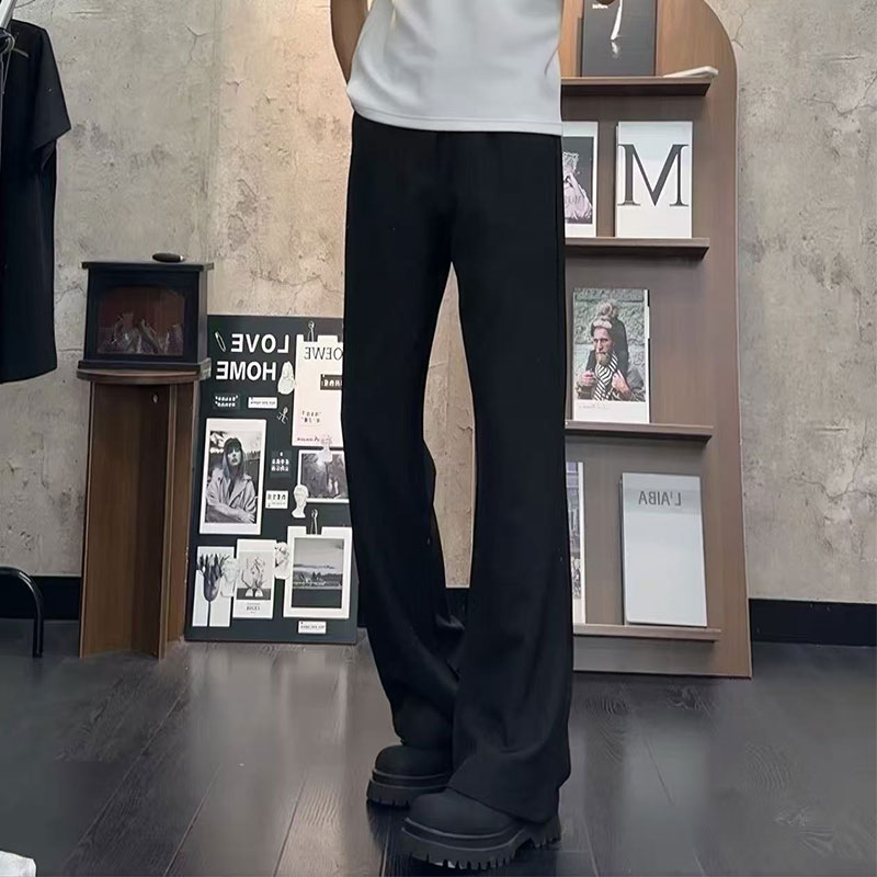 【高品质】秋季新款美式垂坠感黑色微喇西裤男女加厚款显瘦显高裤子