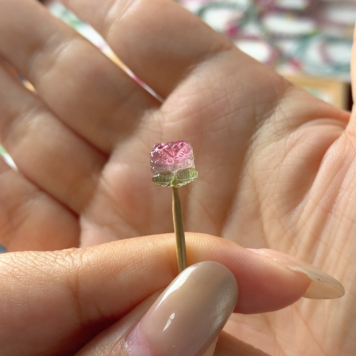 未镶嵌碧玺手链粉绿醒狮