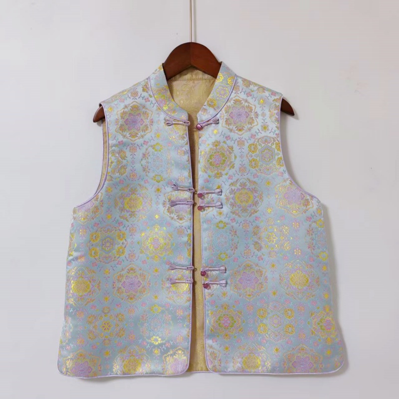 【宝相花】新中式国风马甲百搭双层织锦提花马夹女上衣休闲洋气宽松