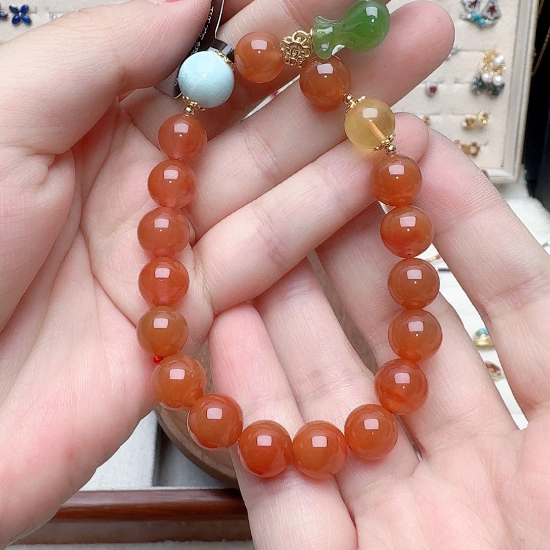 南红玛瑙手链合金