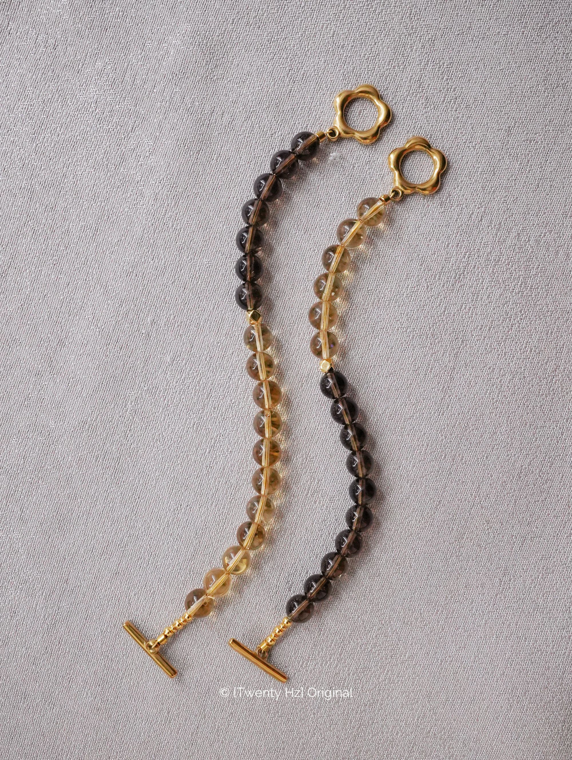 925银手链 小众男女通用百搭个性茶金色原创设计ot扣