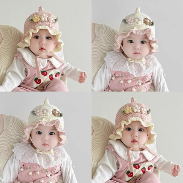 女宝宝帽子冬季公主洋气渔夫帽女童冬天加厚保暖针织帽儿童毛线帽