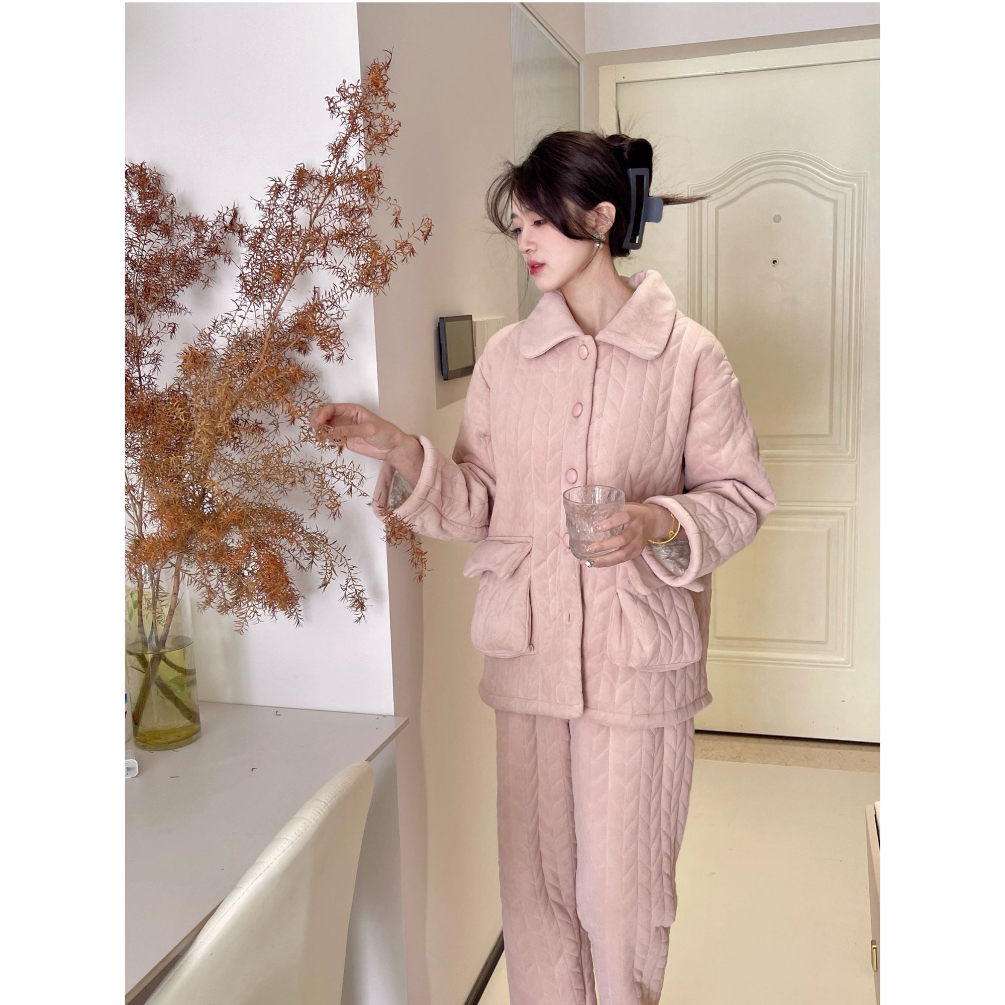 女保暖睡衣家居服套装秋季秋冬季春秋休闲小香风冬款加厚长袖