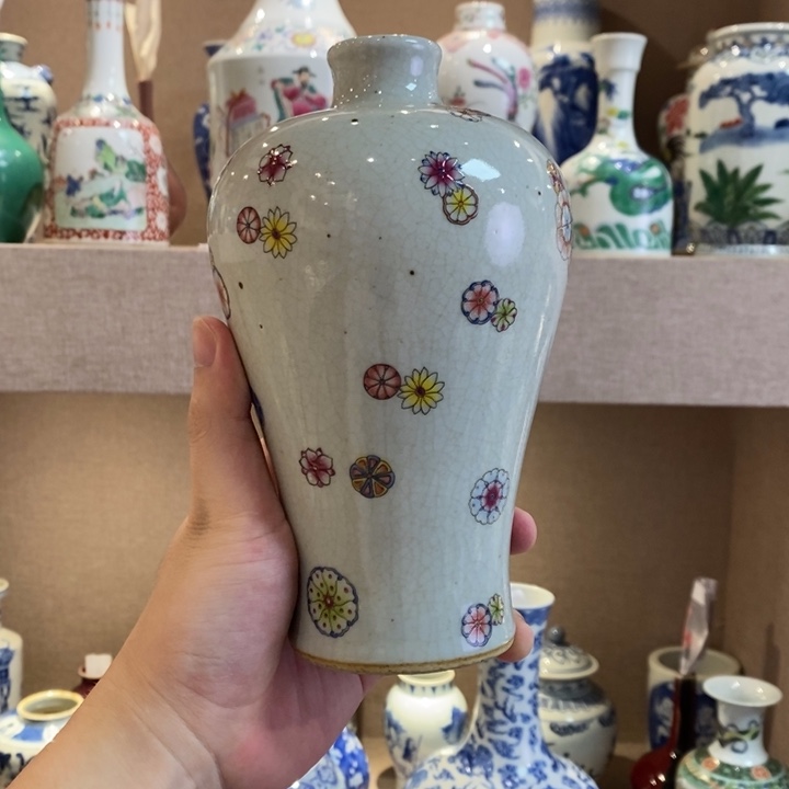 瓶3595瓷器-粉彩皮球花花卉赏瓶