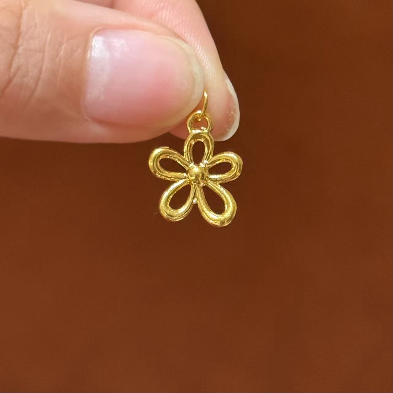 贝贝黄金 足金999 简笔花花 素金 圆环 5D工艺 2331
