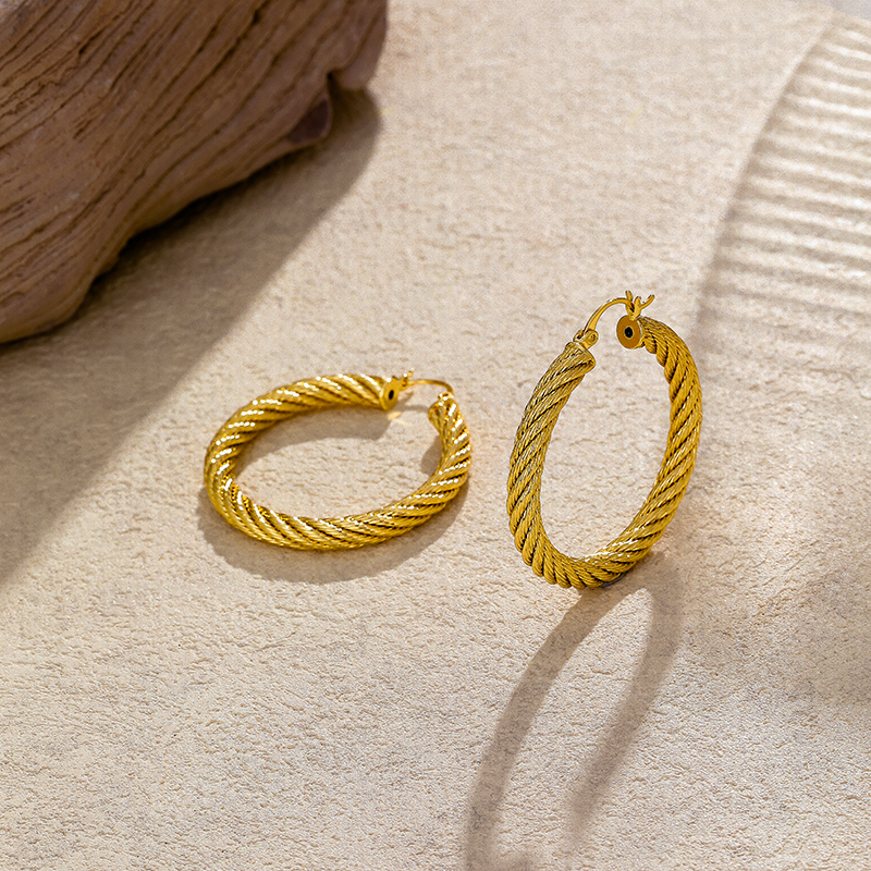 铜合金耳饰 小众麻花耳圈p163耳环