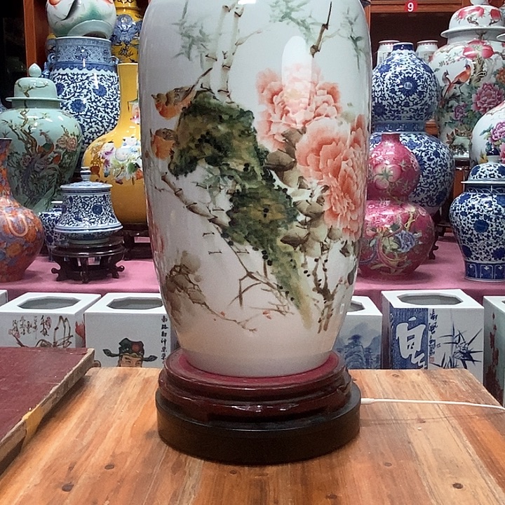 唐***兰景德镇陶瓷手工手绘花瓶摆件