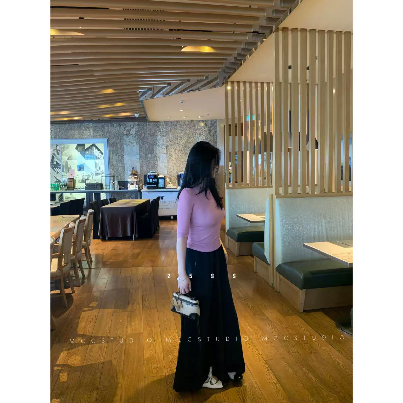 MCcStudio藏蓝阔腿裤 遮肉推荐！天丝亚麻松紧腰长裤女#3508