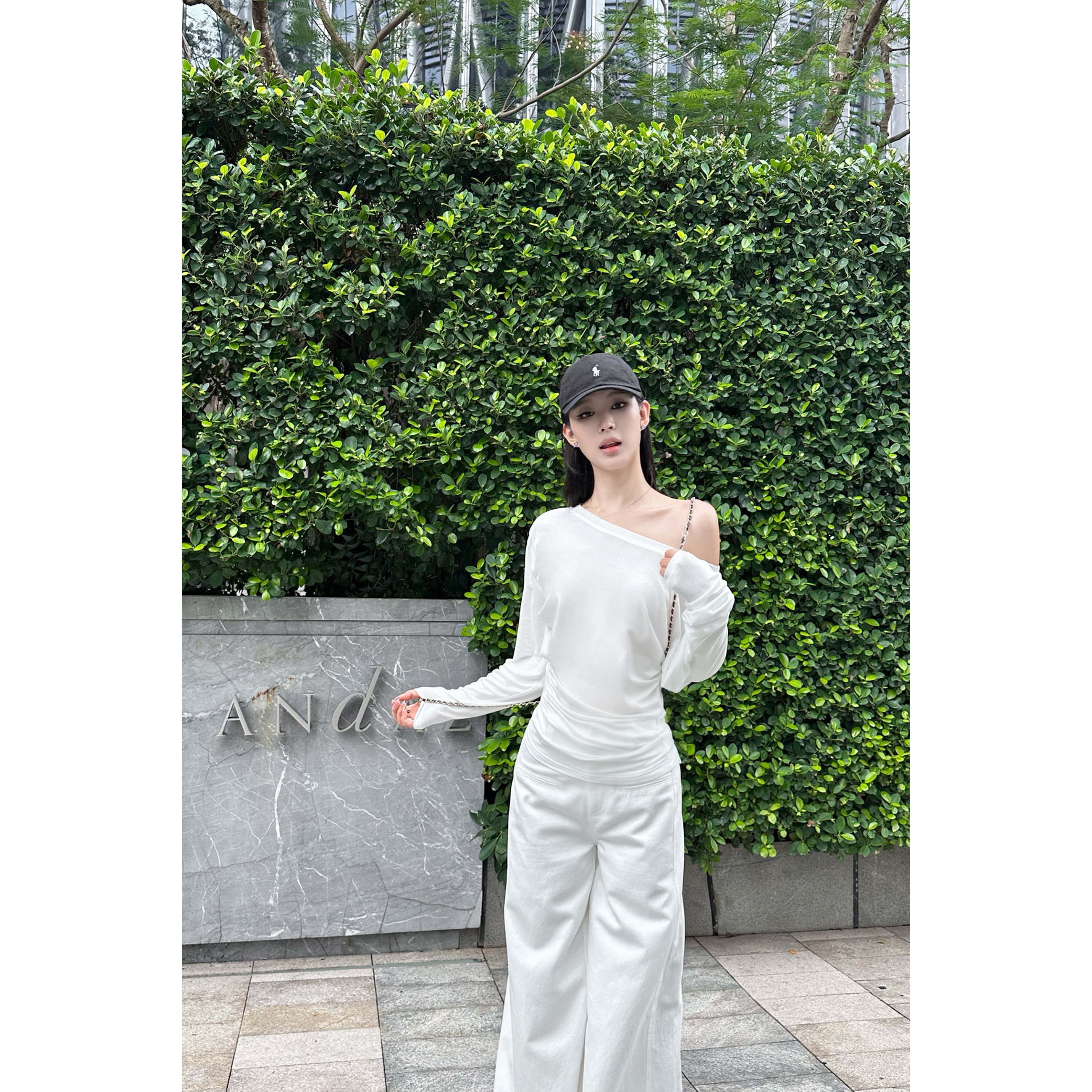 5werkwen 懒懒斜肩T 莱赛尔天丝长袖防晒T36-46