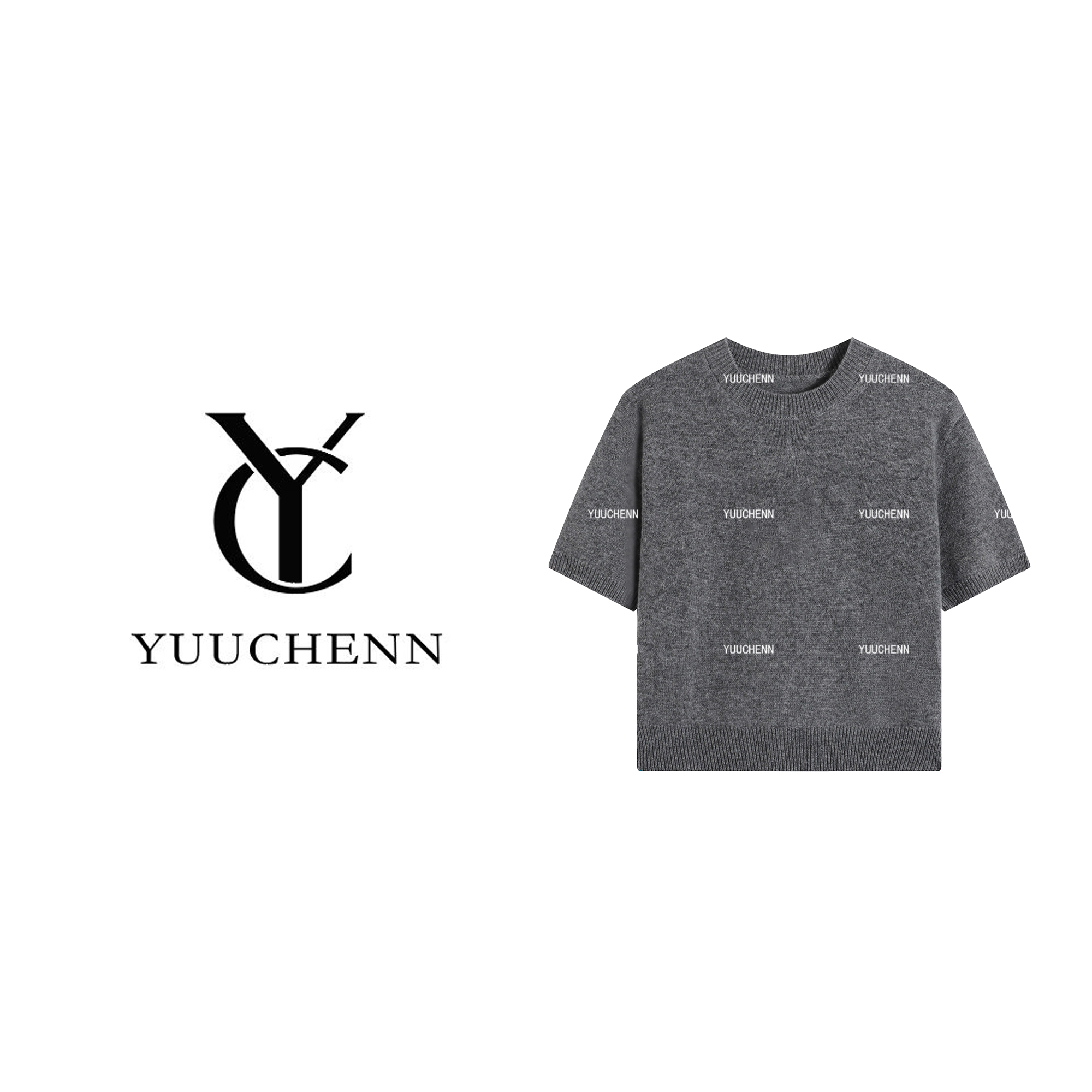 YUUCHENN羊毛短袖针织衫女休闲时尚百搭上衣CC1C1880
