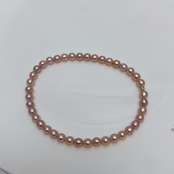 淡水珍珠香芋紫珍珠手链4-5m银S925镶嵌