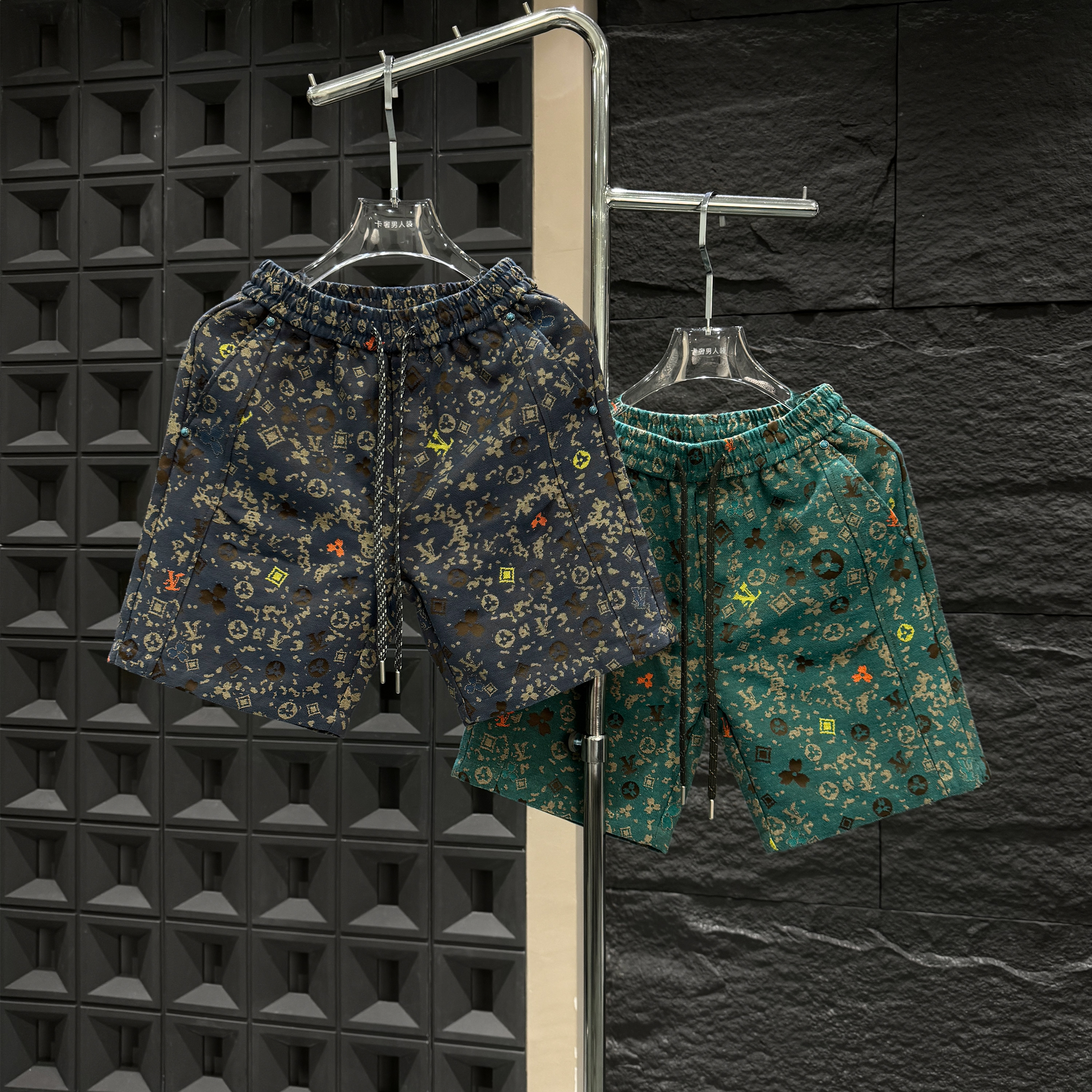 D245【新HH奢品】-夏季新款老花水洗短裤男女同款休闲百搭