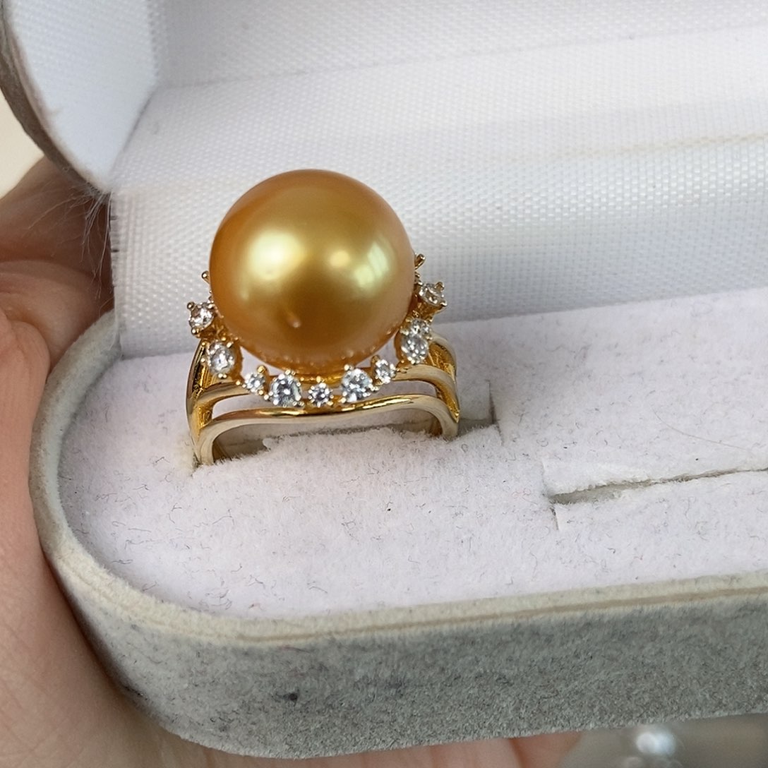 海水珍珠戒圈银S925镶嵌