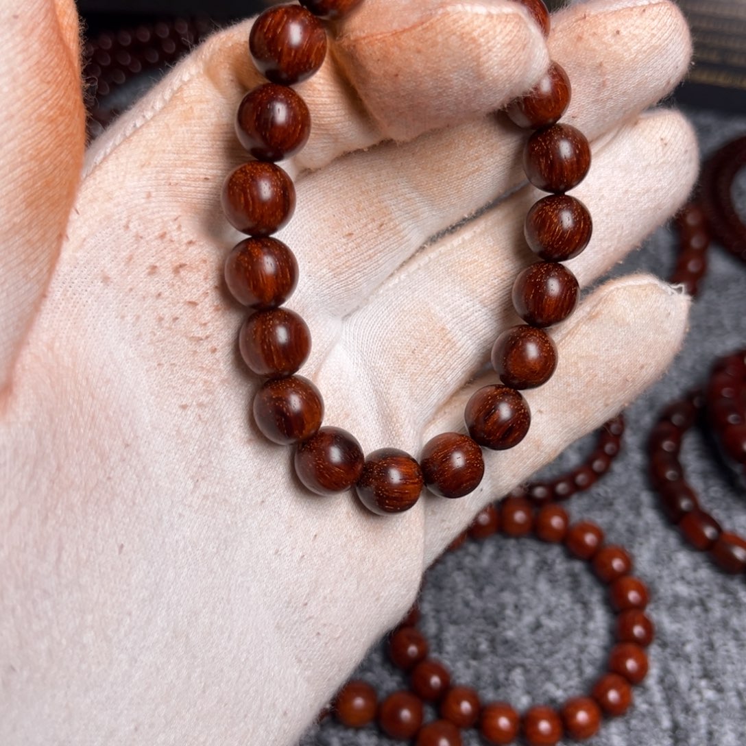 小叶紫檀手串/手链1.0 火焰纹钢印料 高油高密原汁原味