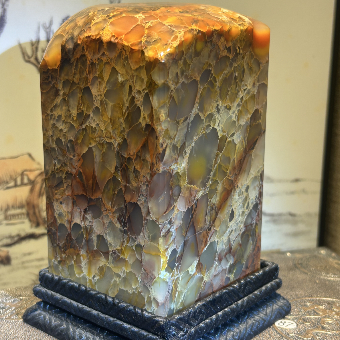 寿山精品上县石结晶葡萄冻大印章