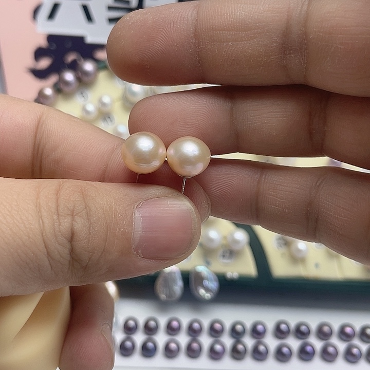 -***-银S925镶嵌淡水珍珠耳饰