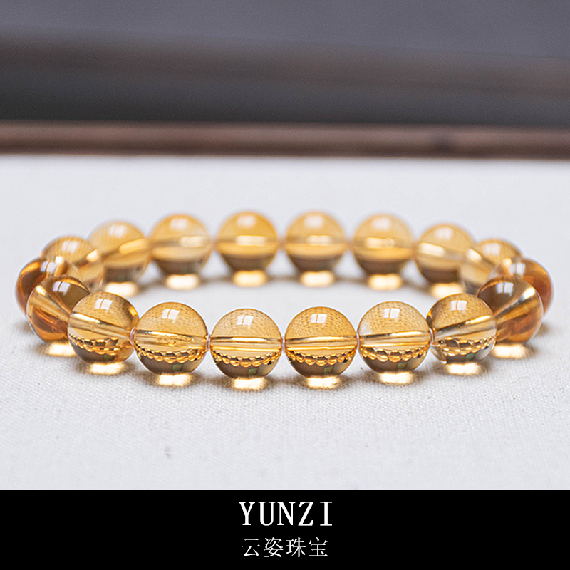 【收藏】全净体巴西老矿金红黄水晶手串 尺寸可选 产品多样性发一