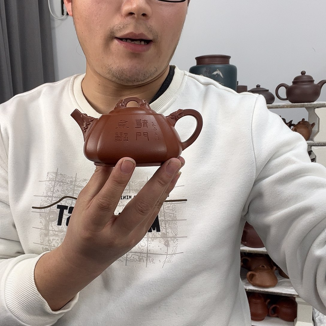 紫砂茶壶朱泥鱼跃龙门