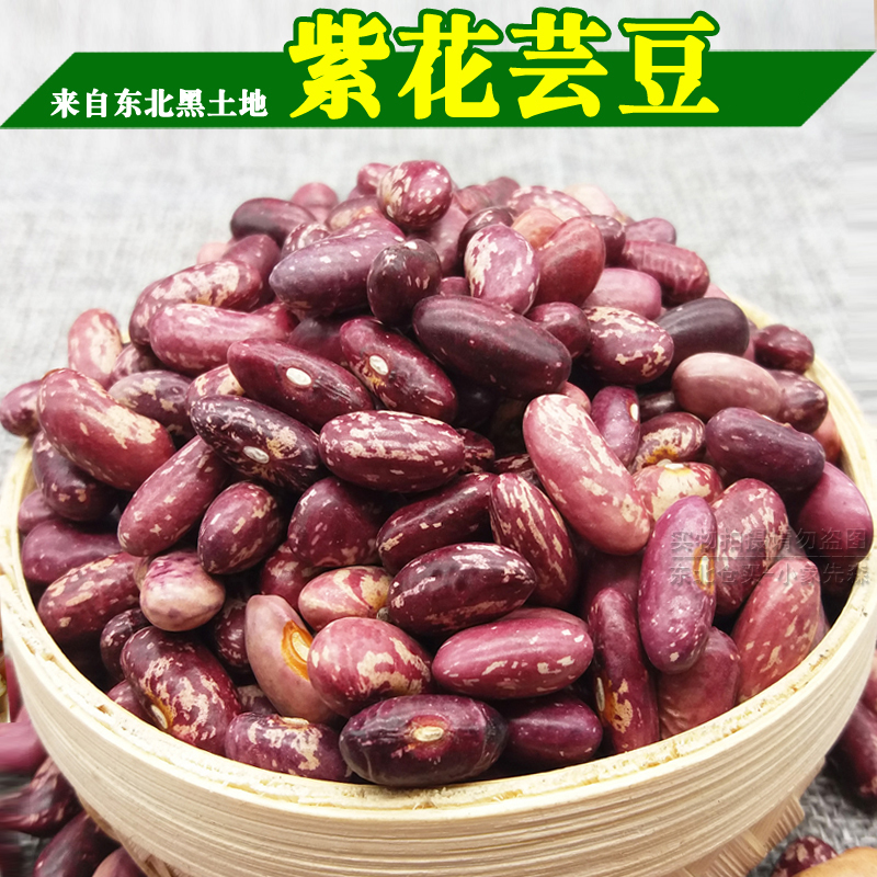 25年新豆 紫花芸豆 东北佳木斯农家自产红芸豆花皮饭豆大粒花腰豆