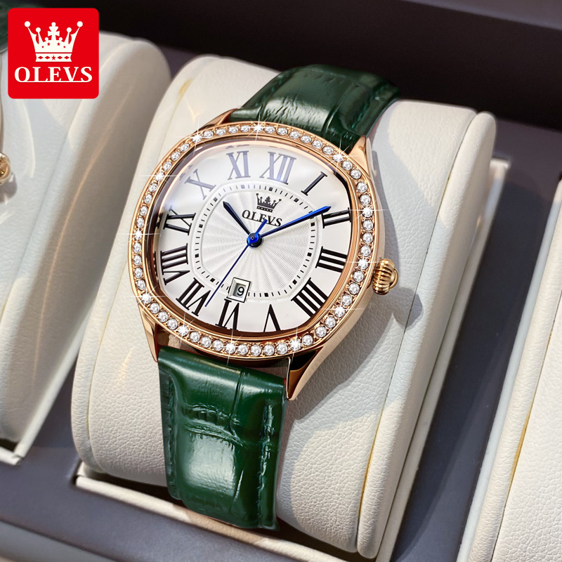 OLEVS欧利时瑞士认证女士手表简约时尚轻奢气质小方表防水腕表女