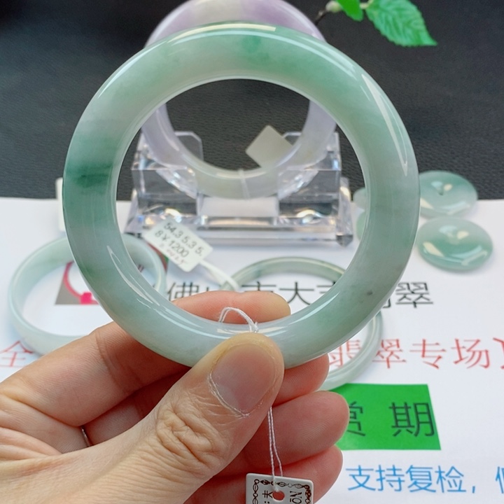 翡翠未镶嵌手镯胖圆条手镯56-57圈口